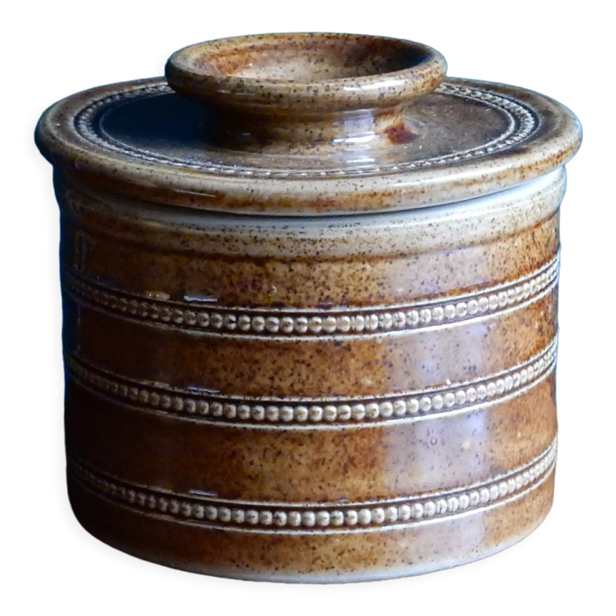 Berry stoneware butter dish