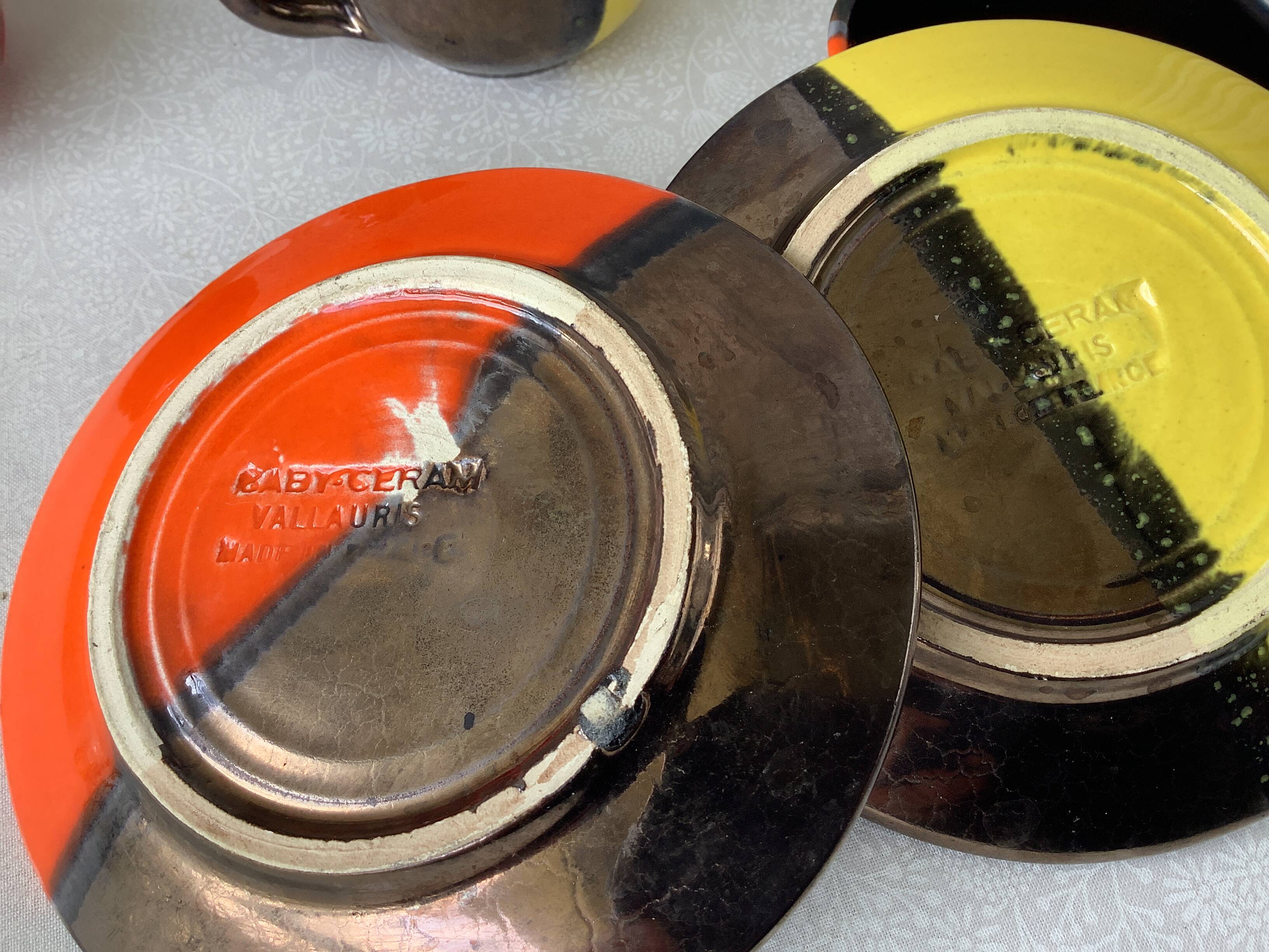 Set of 2 two-tone Vallauris Gaby Ceram cups