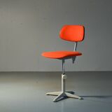 Ahrend De Cirkel Industrial Desk Chair with Orange Fabric Upholstery 1950s