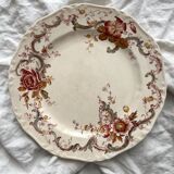 8 polychrome ironstone dinner plates "Wentworth" by Emile Bourgeois