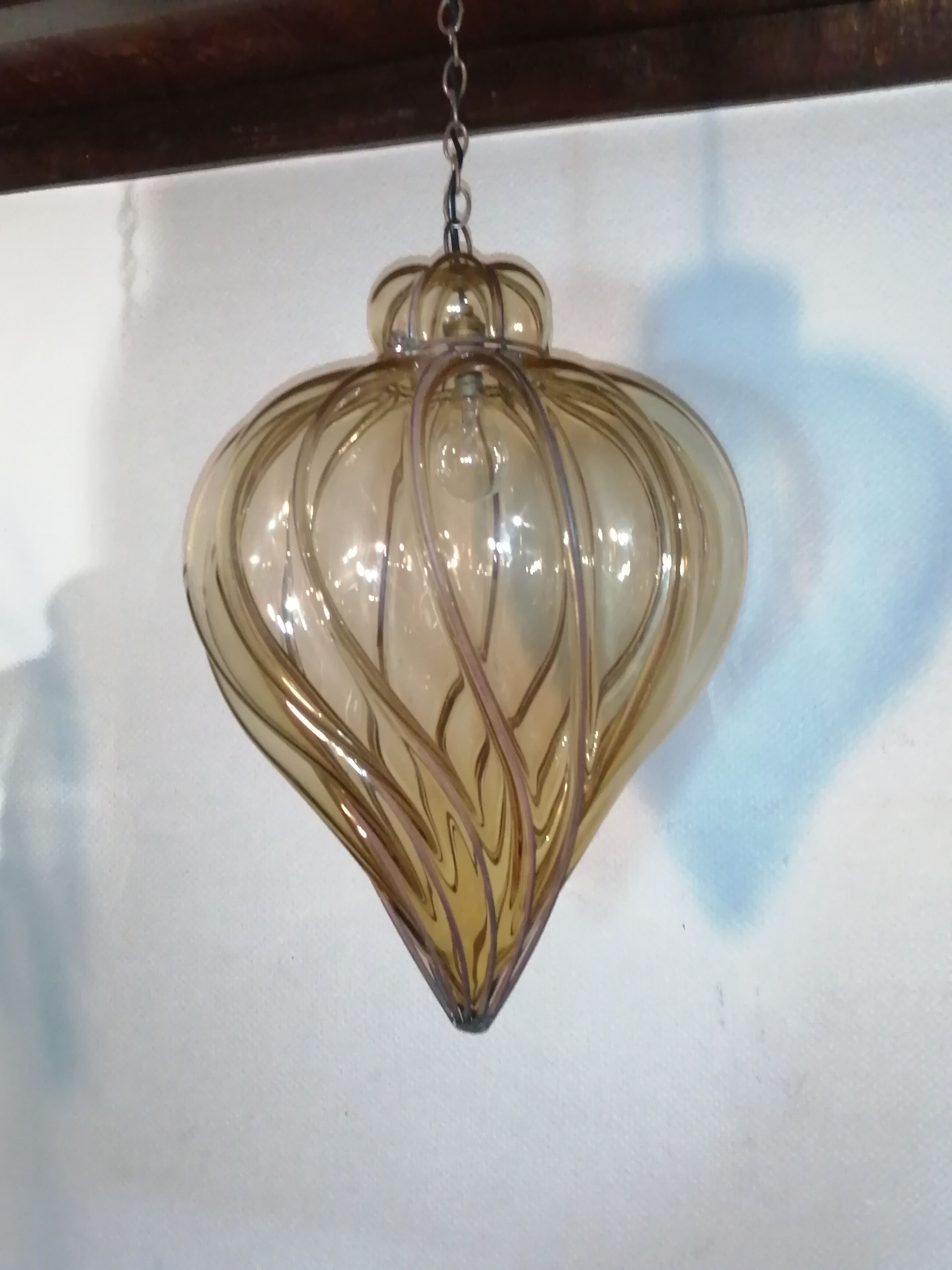 Electrified spiral lantern in blown Murano glass by Gianni Seguso 1960
