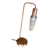 Lampe à poser en métal et tulipe en verre vintage