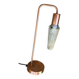 Vintage metal and glass tulip table lamp