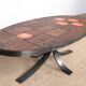 Coffee table in lava stone, ceramic and steel by Jean Jaffeux 1960.