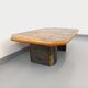 Vintage Brutalist Stone and Oak Coffee Table from the 70s 80s
