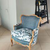 Louis XVI wing chair and its footrest