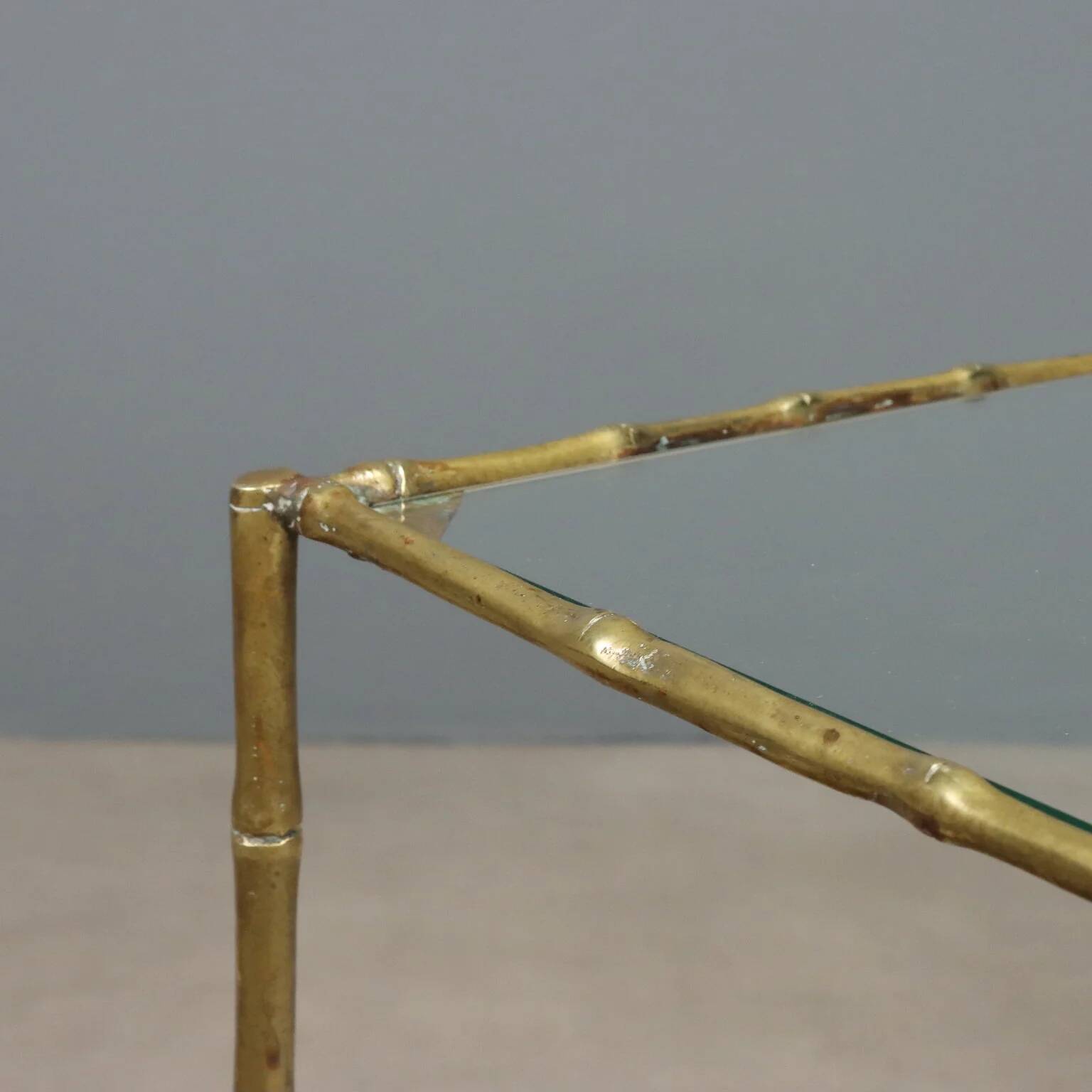 Vintage brass coffee tables in bamboo shape, 1960s design.