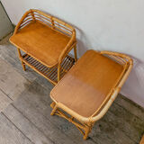 Pair of rattan bedside tables