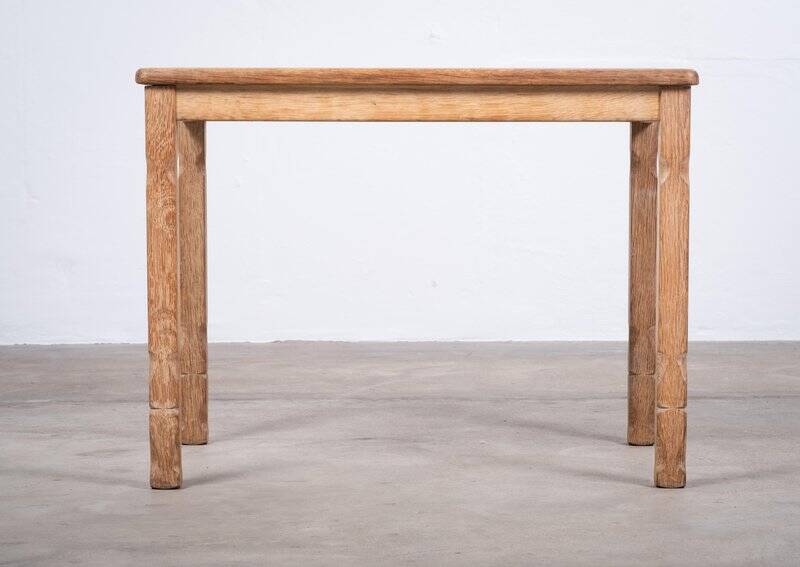 Brutalist Oak Side Table with Tiles, Denmark, 1960s