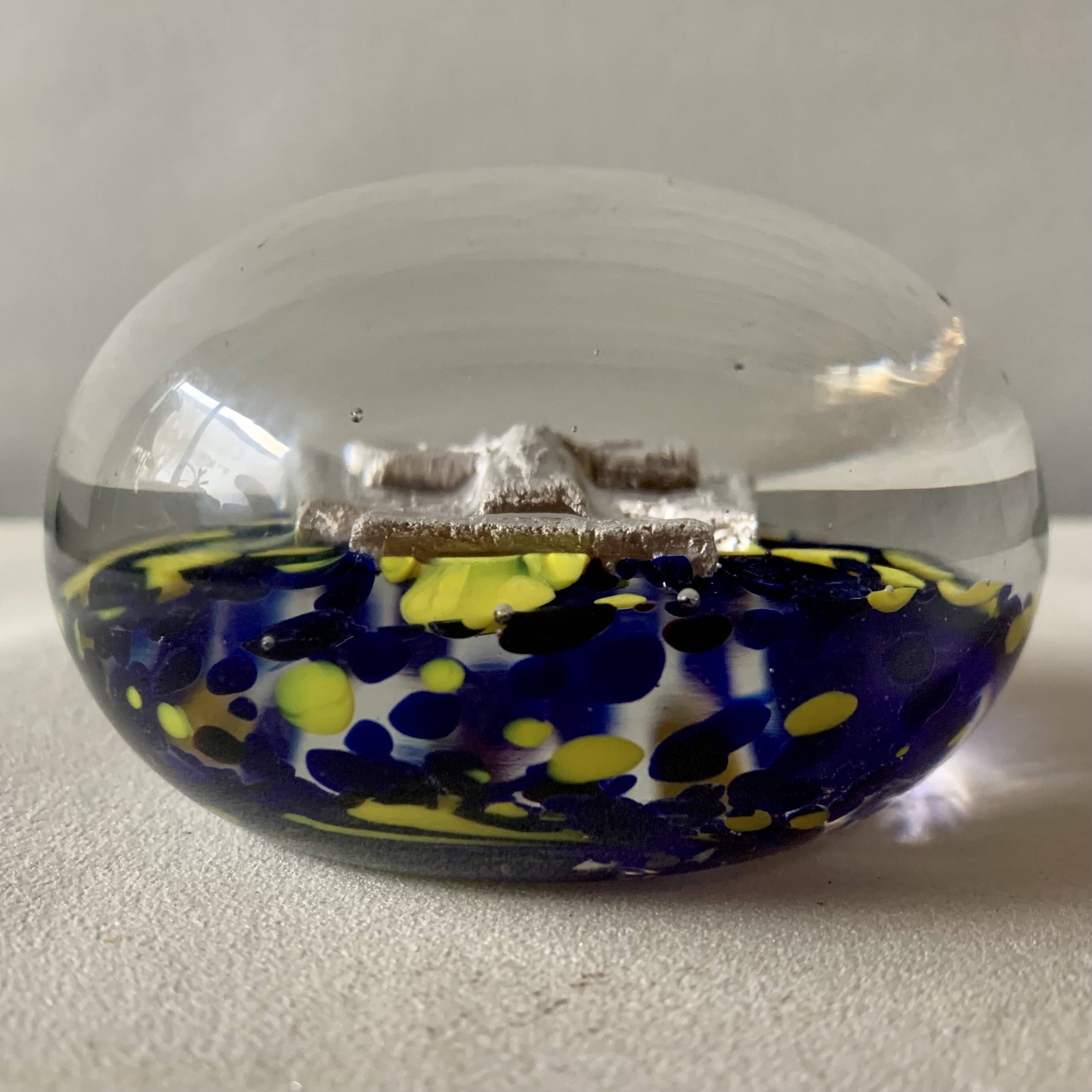 Antique sulfide paperweight - Cross of Jesus