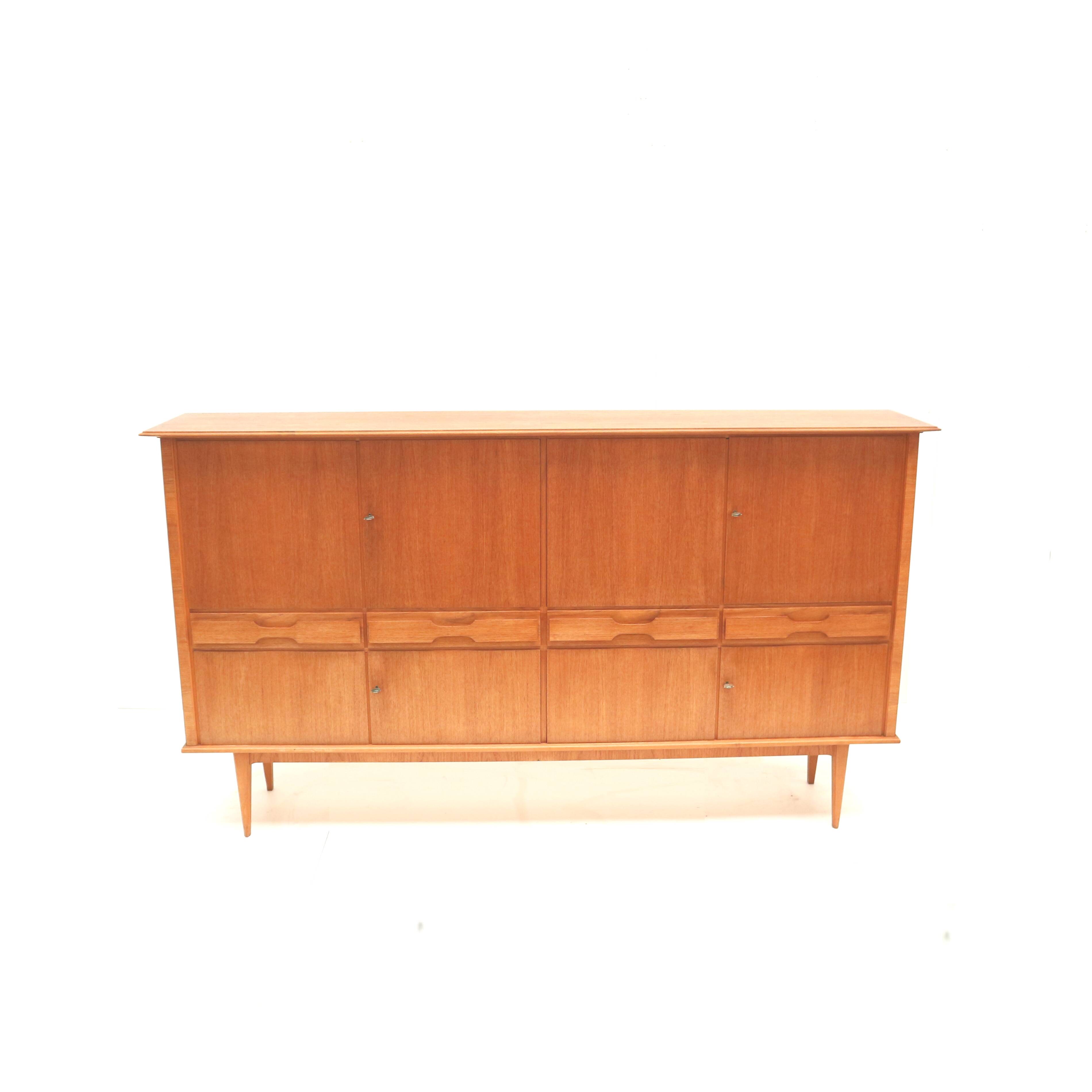 Large vintage teak highboard made in the 60s