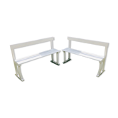Couple of beautiful garden benches from a 50s school in beech and chain high back