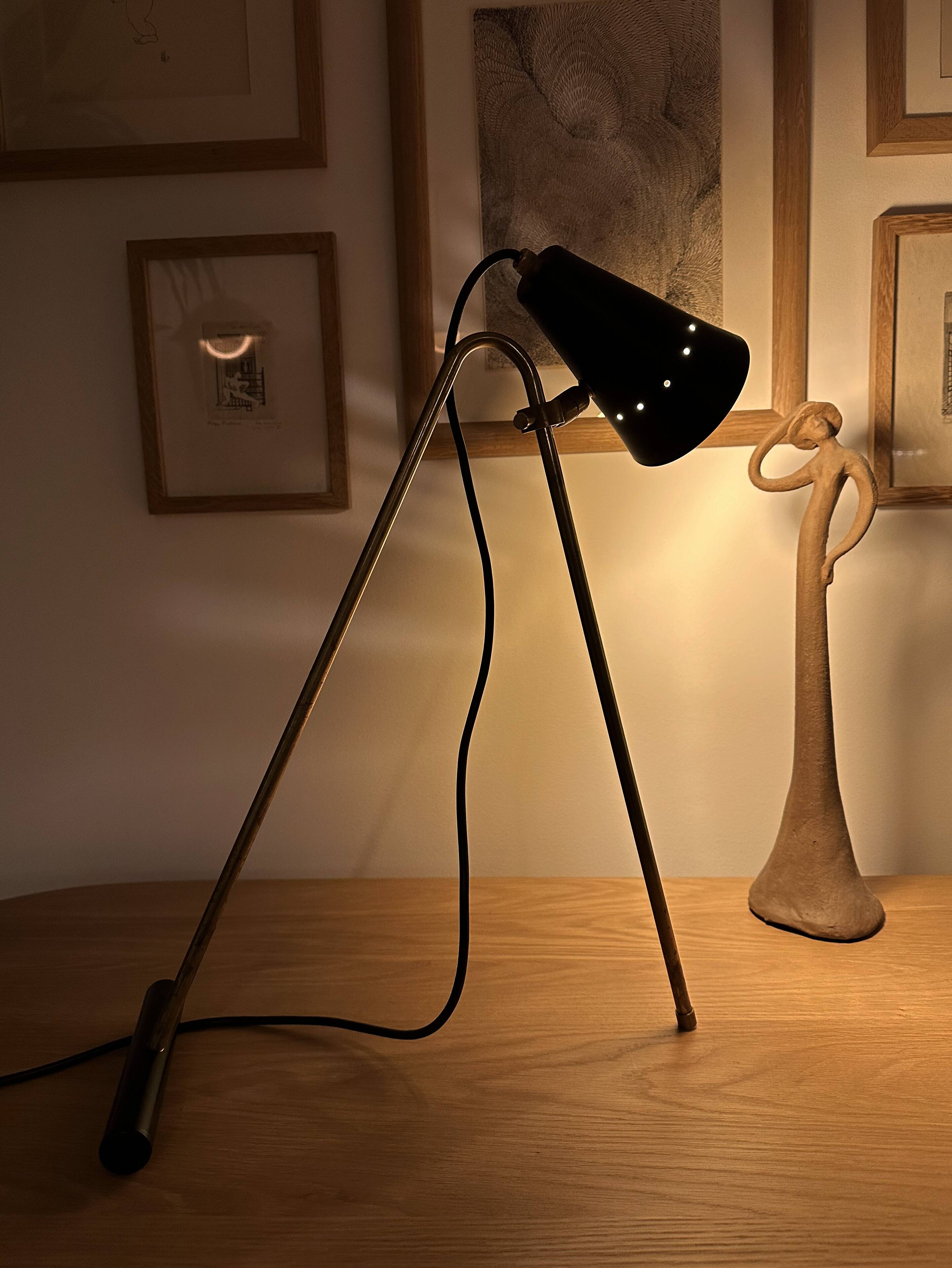 Large and beautiful adjustable bipod lamp, 1950s design