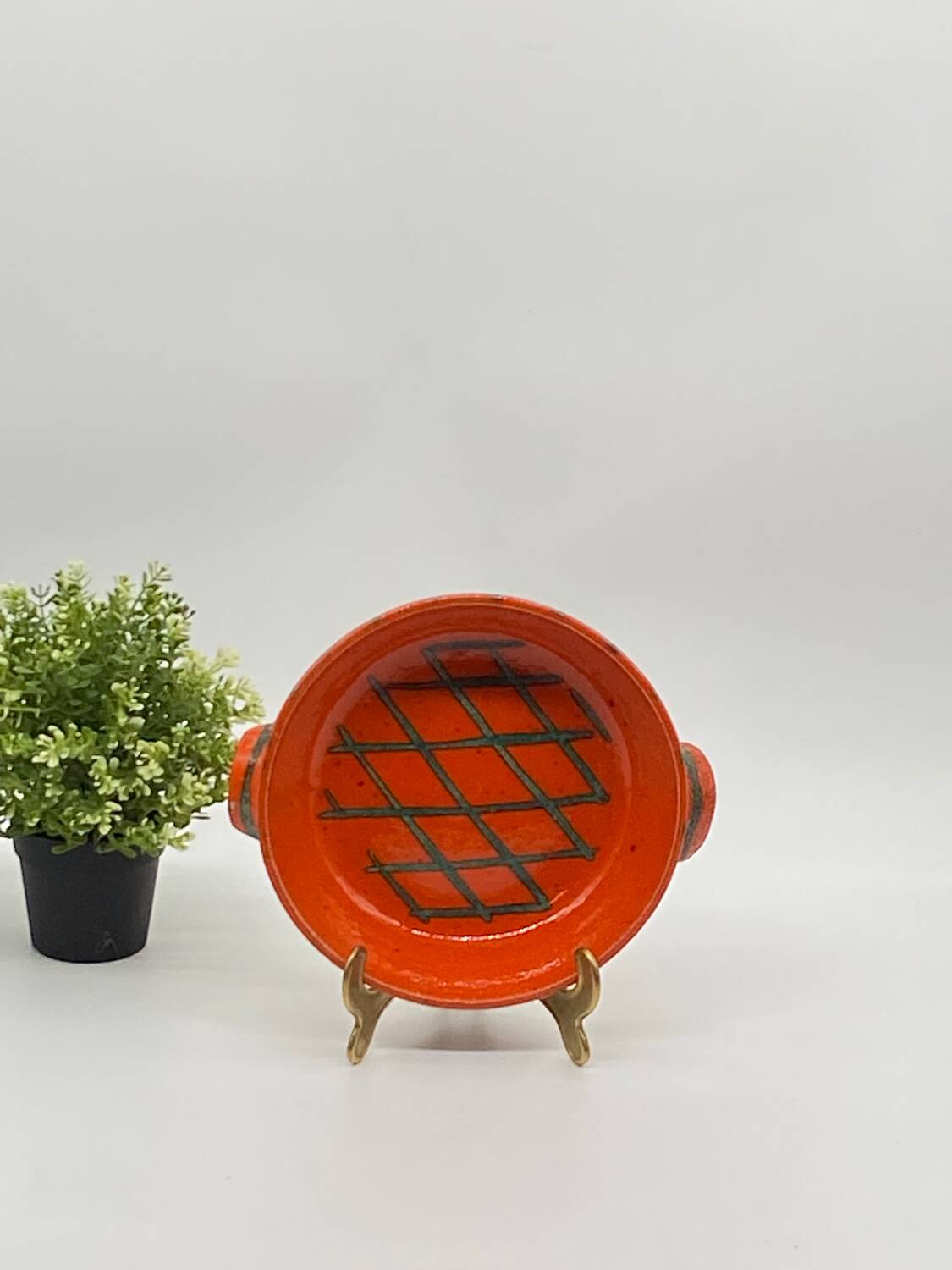 Enamelled ceramic dish, terfer, vallauris, vintage