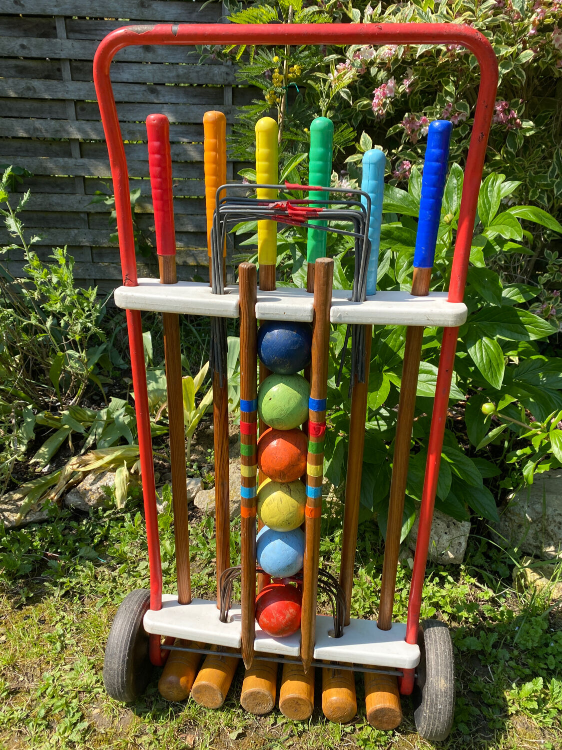 Vintage wooden croquet game