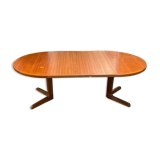 Table ronde extensible en teck des années 60 avec deux rallonges