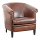 Cognac-coloured cow leather club armchair in English style