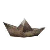 Modern silver-plated paper boat sculpture, Paola C. Aldo Cibic Italy 1980