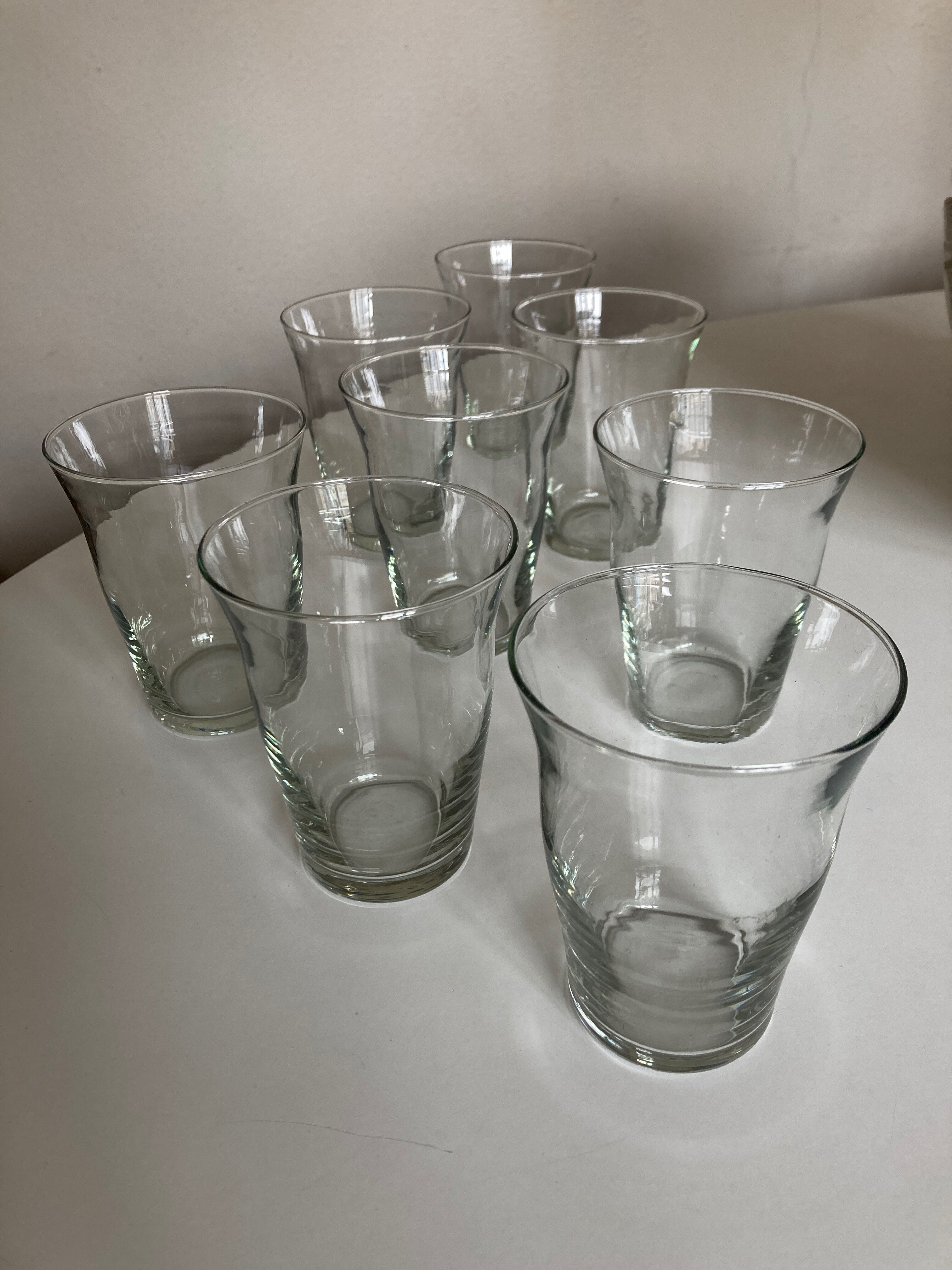 Set of 8 glasses cups corrugations 1960 mid century modern