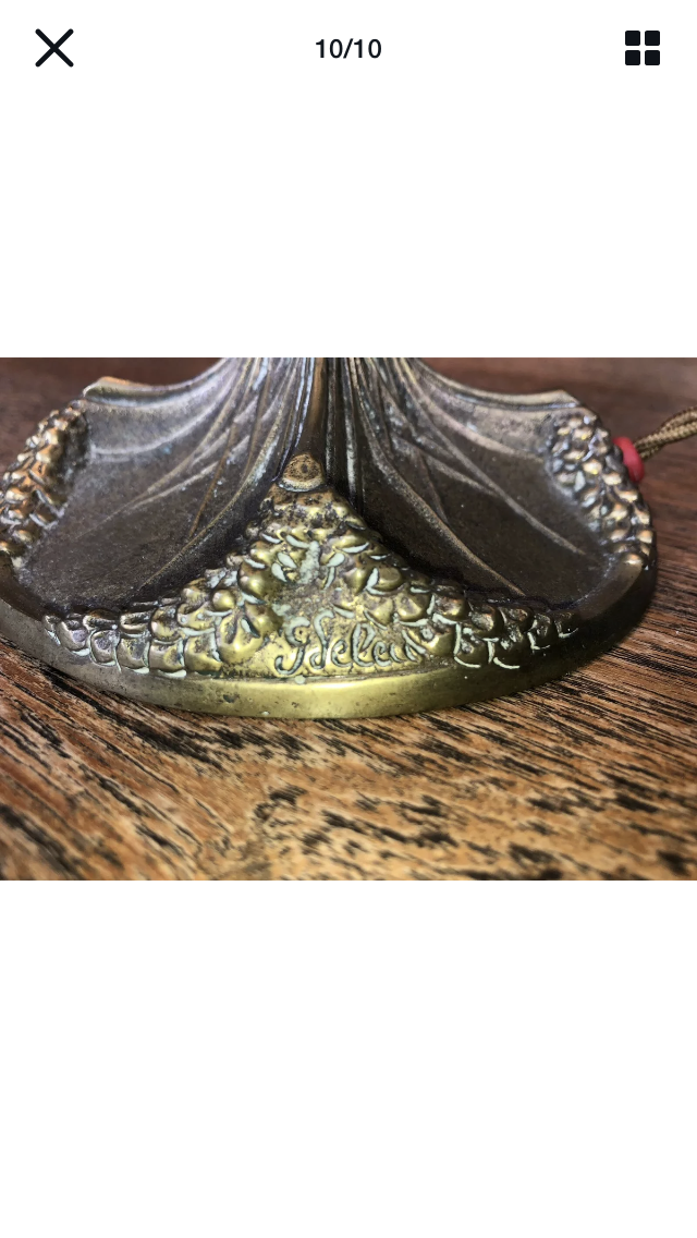 Lamp signed Georges Leleu era Art Nouveau Tiffany hat