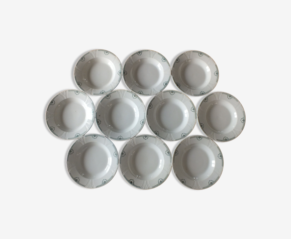 Set de 10 assiettes creuses en Terre de Fer Gien service Clara +