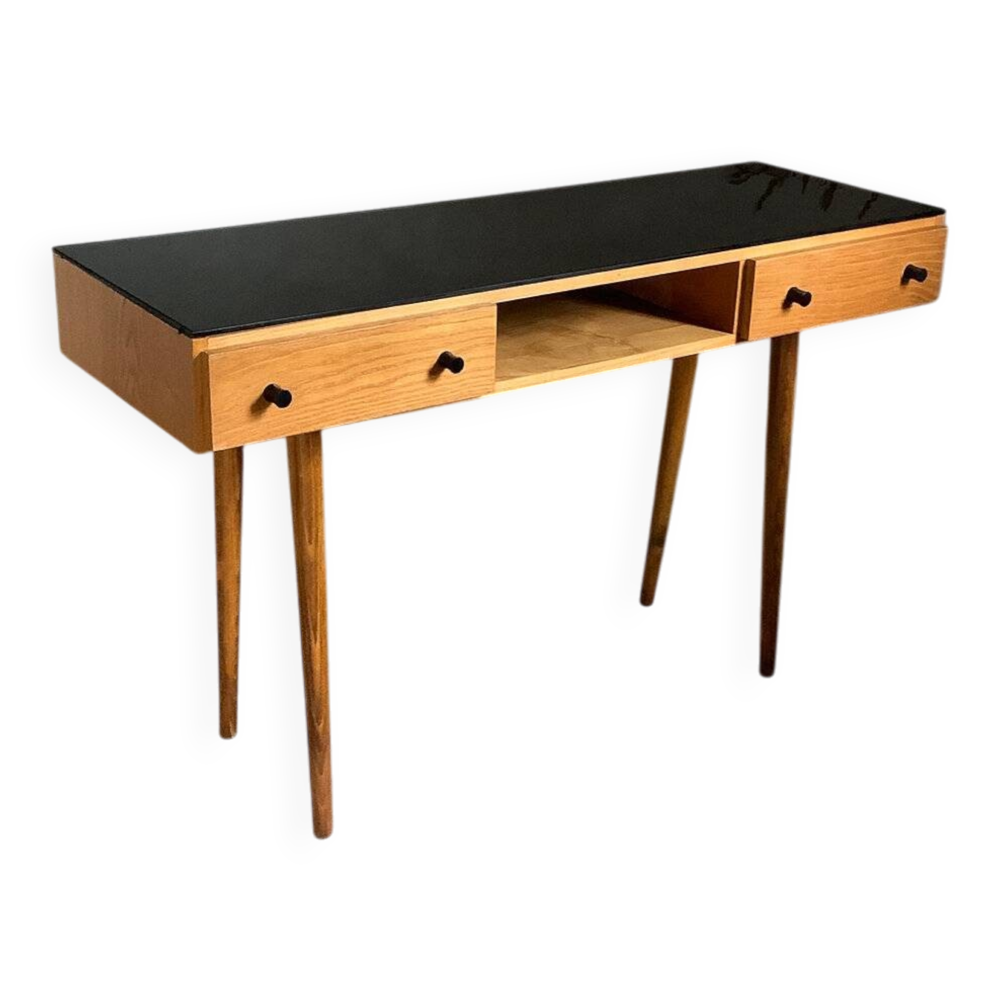 Vintage oak compass leg desk