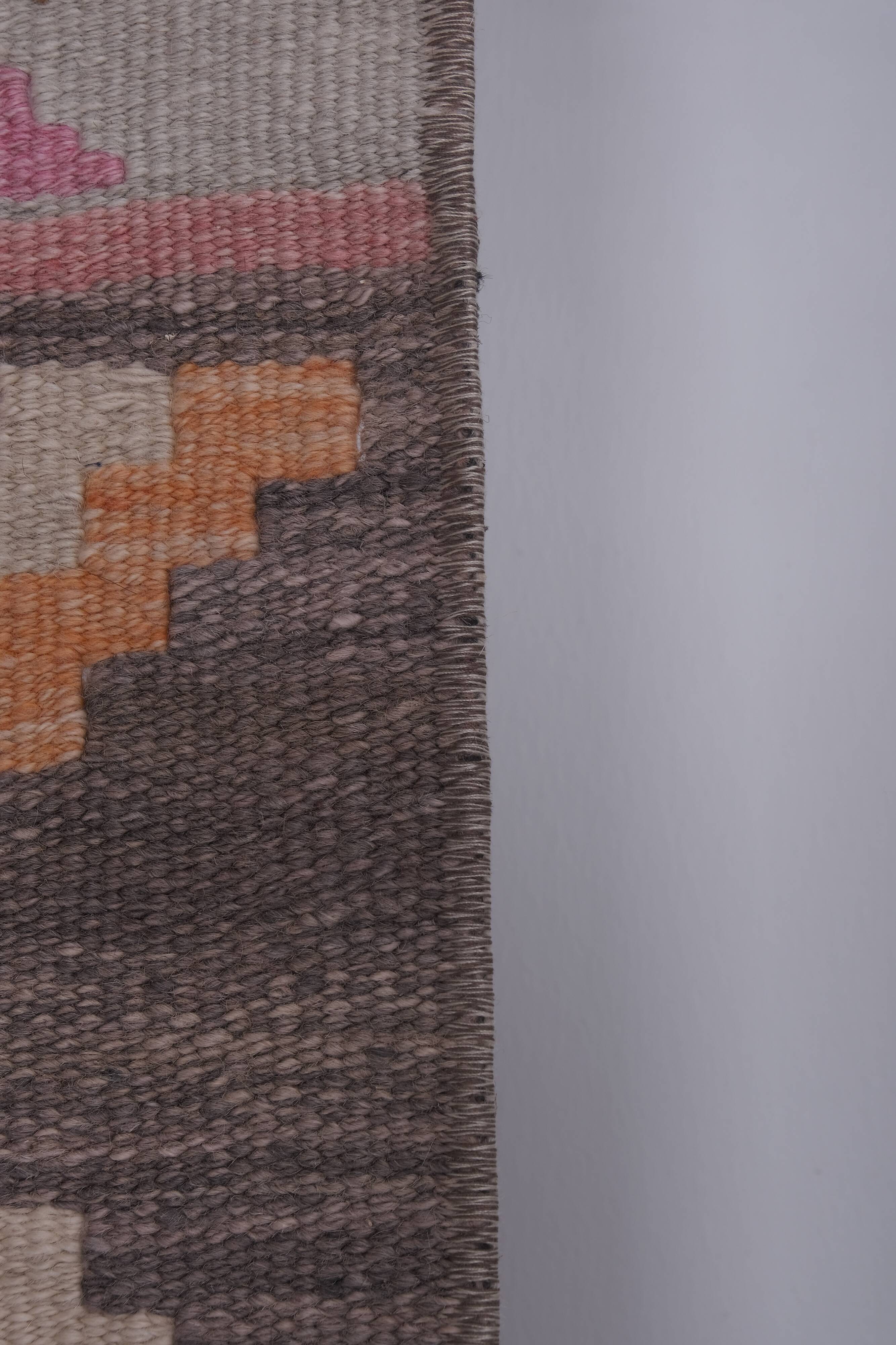 Vintage Turkish rug from Oushak, handwoven 70x710 cm