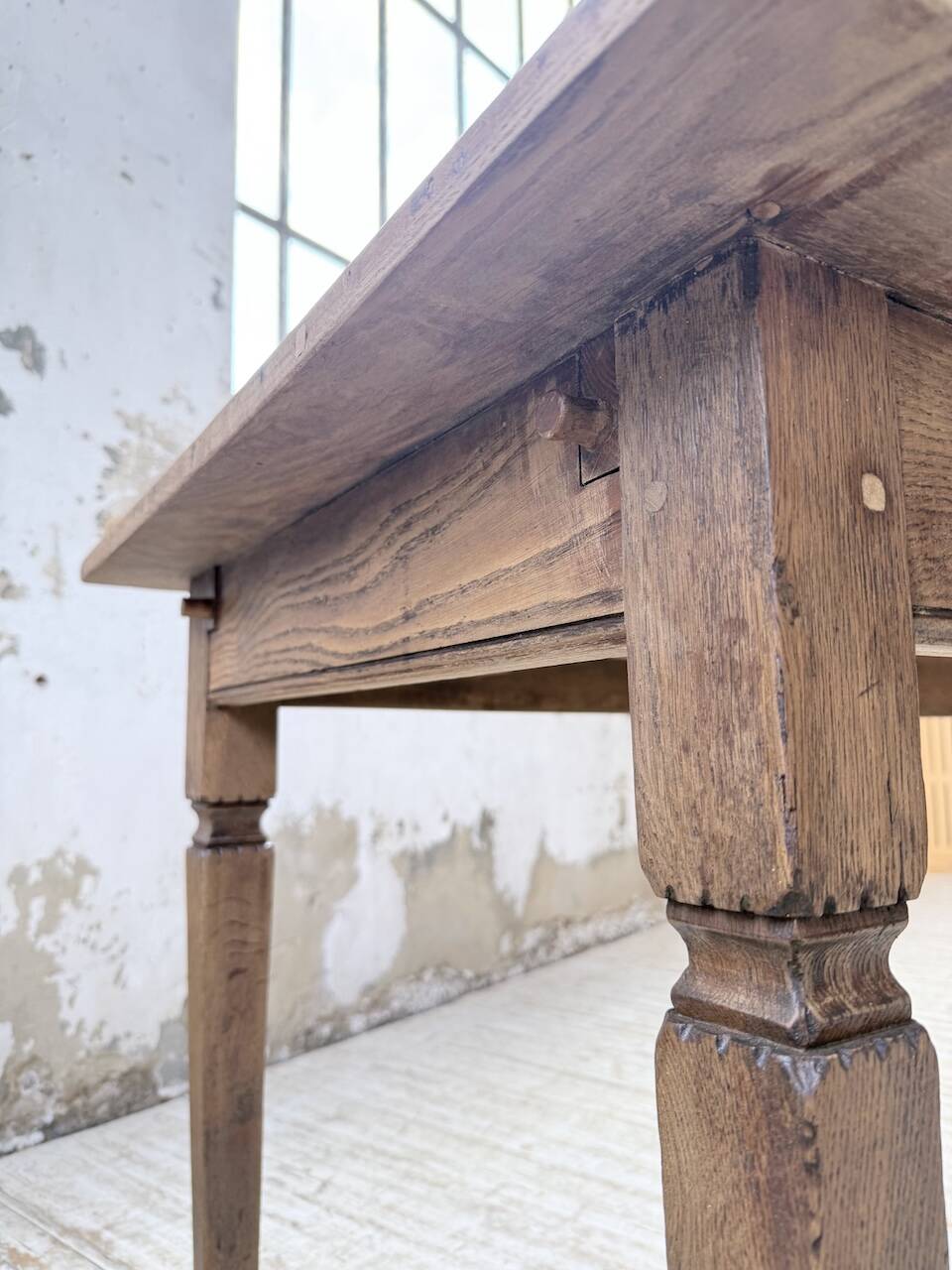 Solid oak farmhouse table with extensions (190-280cm) 1950
