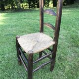 Pair of oak and straw chairs, 19th century period.
