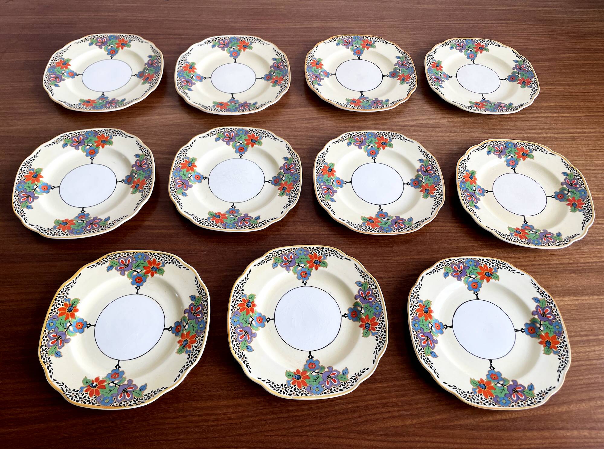 Set of 11 Rare Bread & Butter Plates by Barker Bros Ltd, Sandringham Pattern, Made in 1930-1937