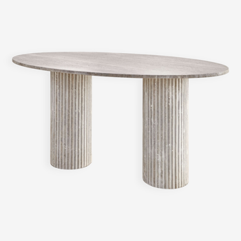 Calypso oval dining table - 150x90 - natural travertine