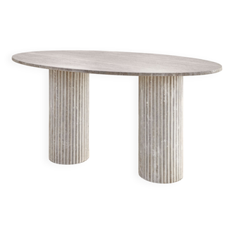 Calypso oval dining table - 150x90 - natural travertine