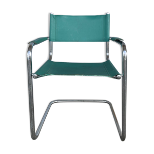 Fauteuil en cuir vert