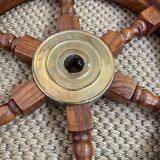 Rudder bar wheel boat in wood and brass "Comptoir des Indes" shelf