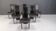 Vintage black leather high back dining chairs, set of 6, 1980s
