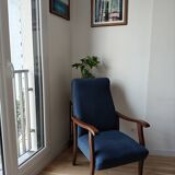Fauteuil scandinave bleu abysses