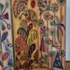 Screen decorated with wool threads, “Huichol” art, Sofia Ribeira, 124 cm