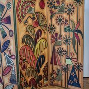 Screen decorated with wool threads, “Huichol” art, Sofia Ribeira, 124 cm
