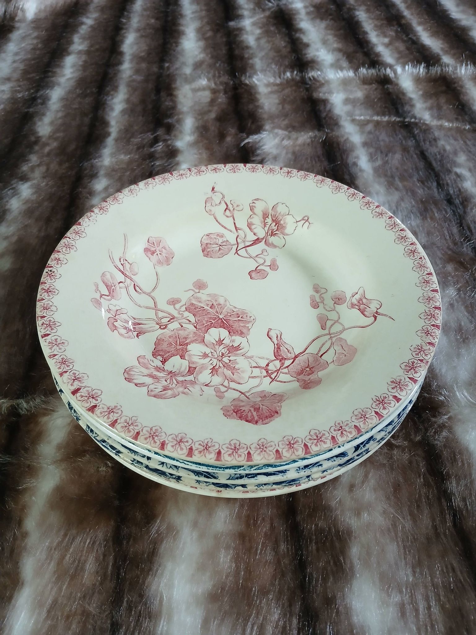 6 mismatched vintage deep plates in ironstone