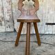 Vintage Brutalist Handmade Tripod Solid Wood Chair