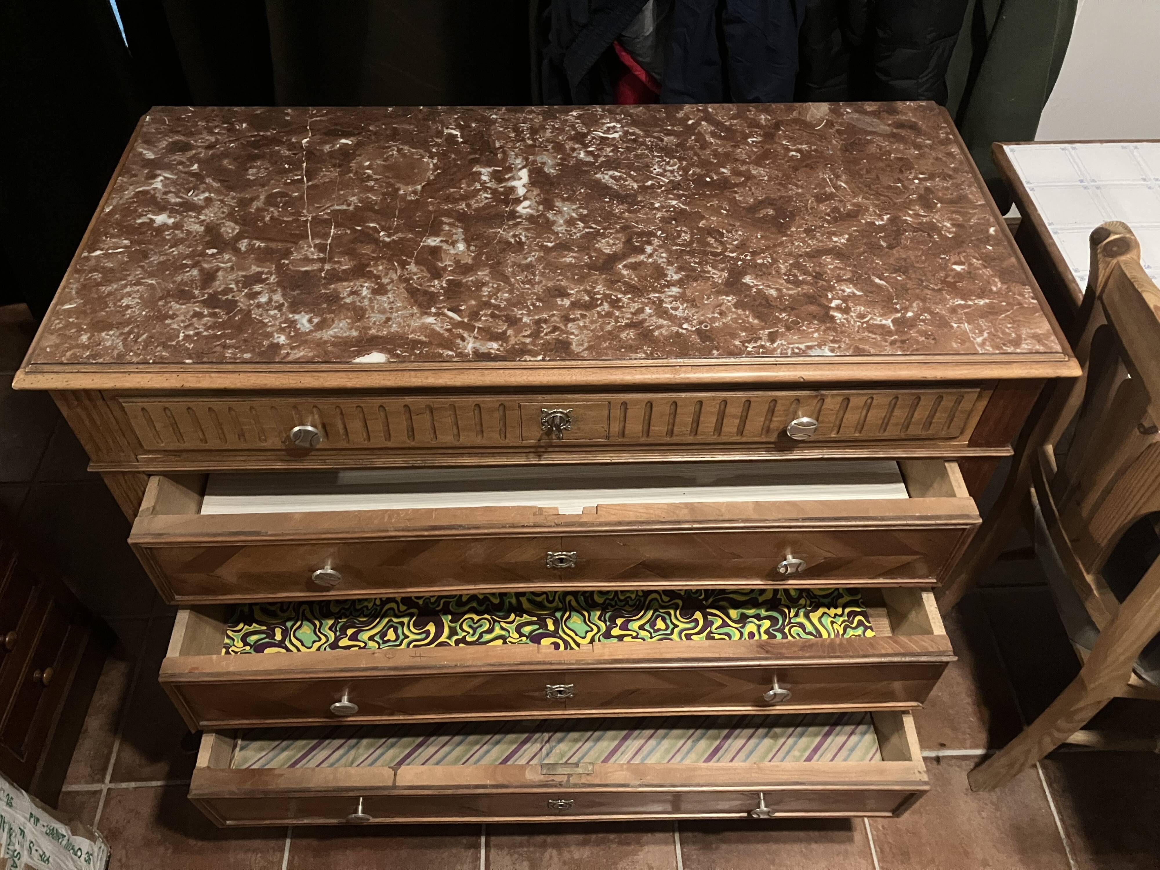 Commode ancienne 1900 marbre rose