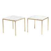 Pair of marble and gilt bronze end tables. 1970s.