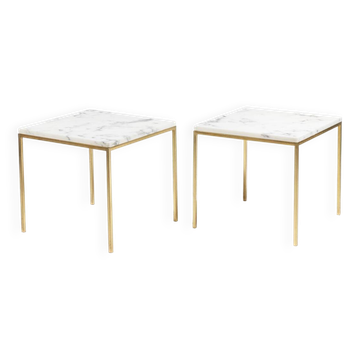 Pair of marble and gilt bronze end tables. 1970s.