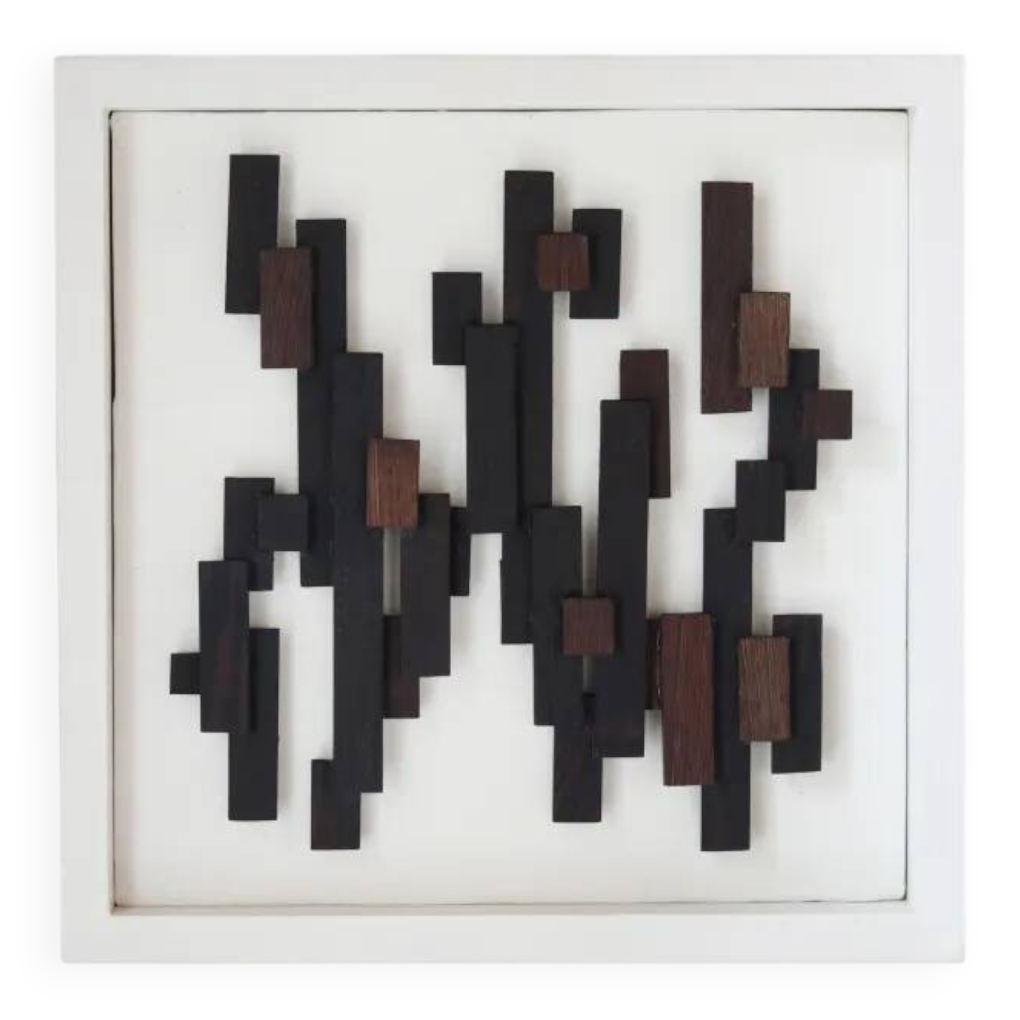 Three-dimensional framed artwork in wenge wood by Studio Aik