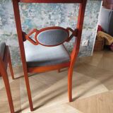 Rare - Set of 4 Louis Philippe/restoration style chairs with medallion - Blue / cherry color