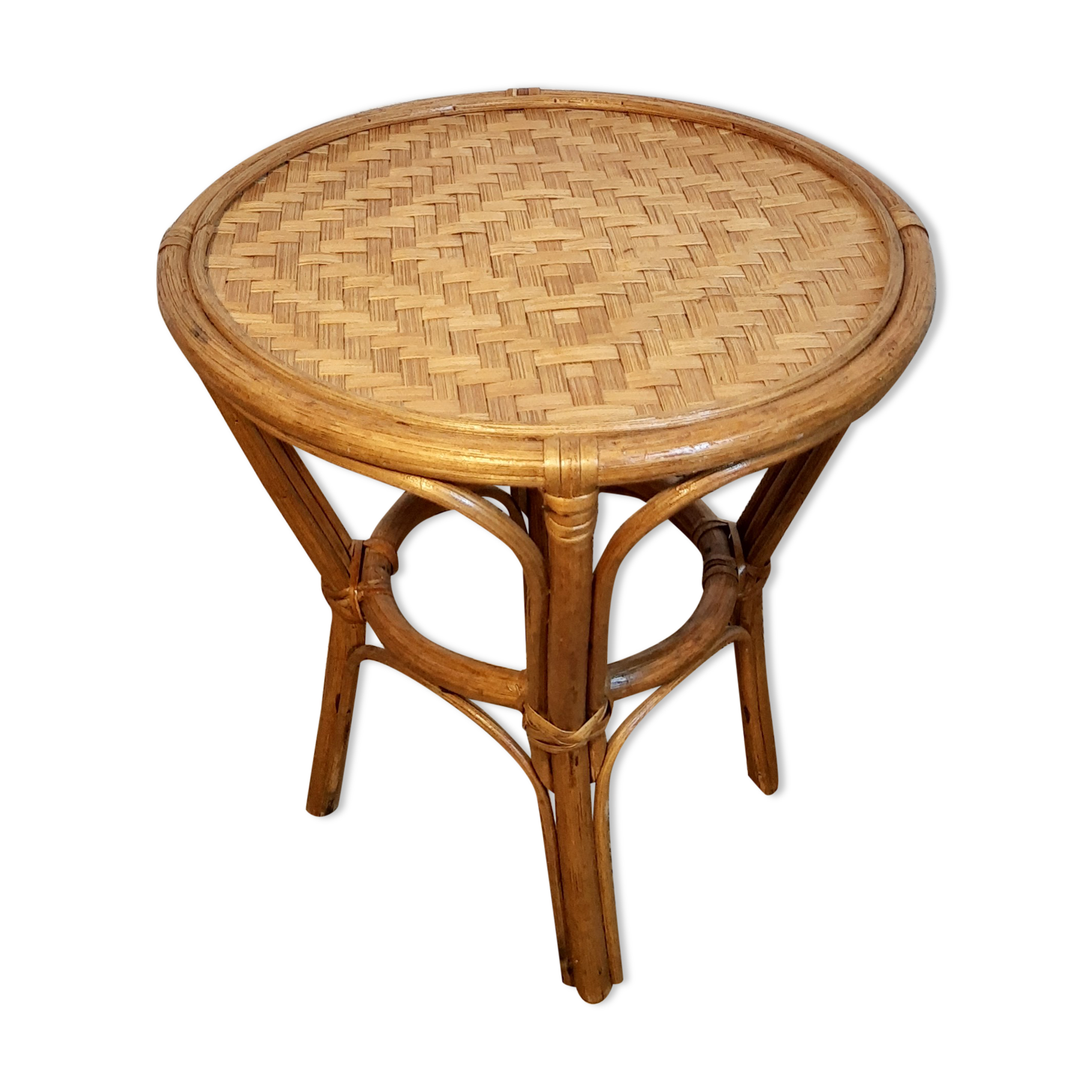 Plant holder in rattan and vintage bamboo