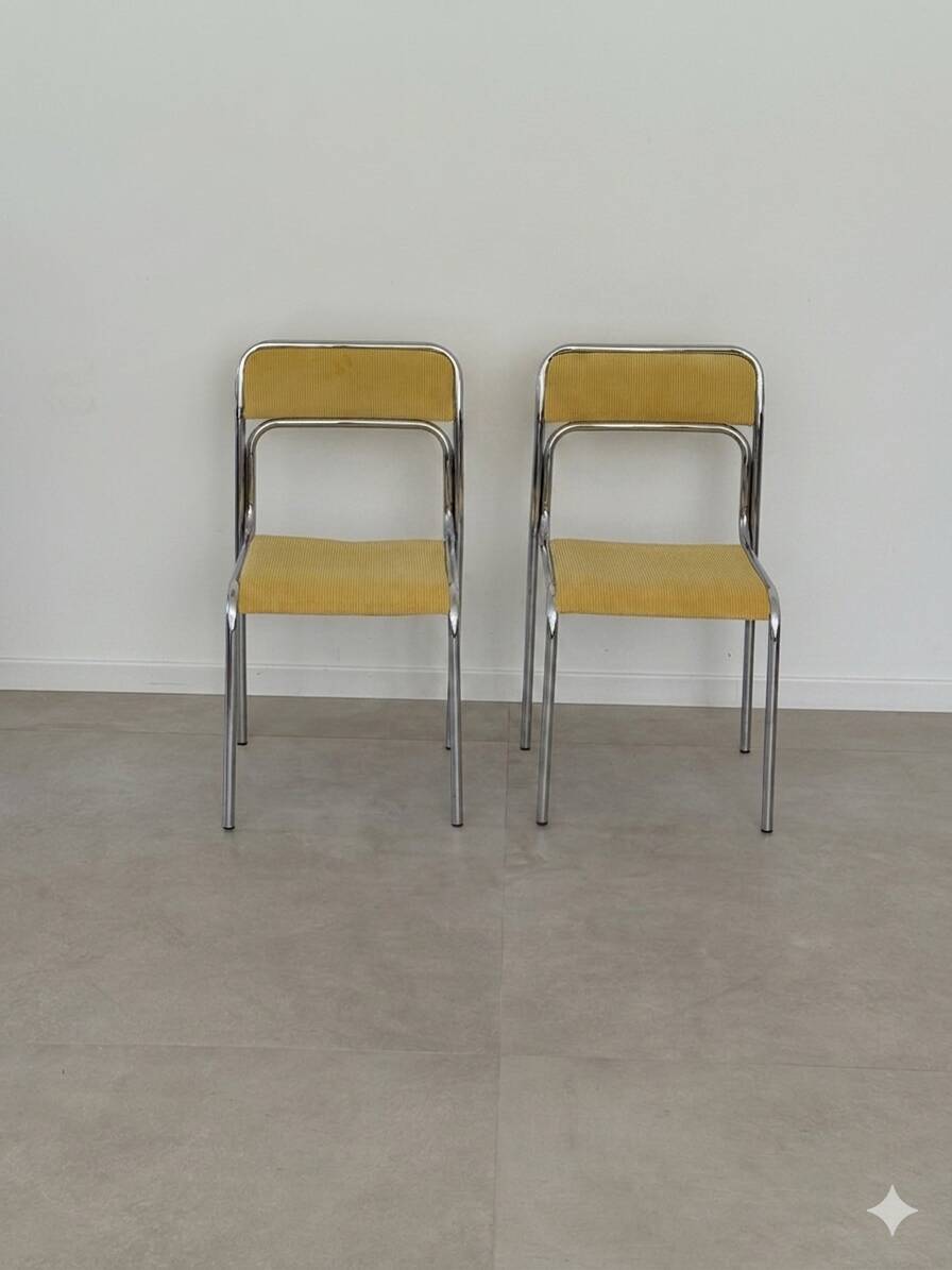 Pair of vintage Bauhaus chrome metal chairs