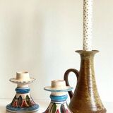 3 vintage ceramic craft candle holders
