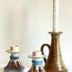 3 vintage ceramic craft candle holders