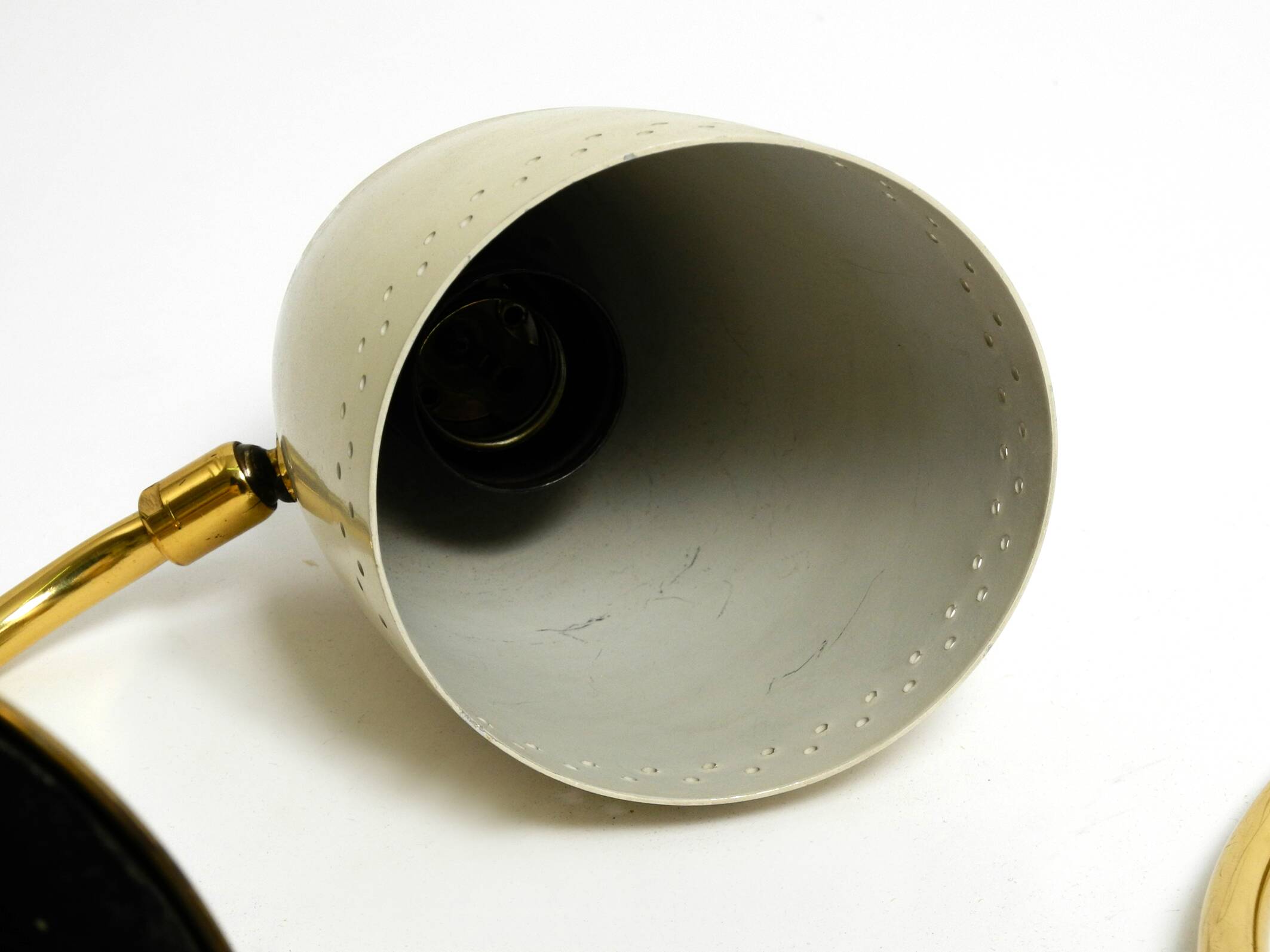 Pair of beautiful German Mid Century Modern brass table lamps with metal sh